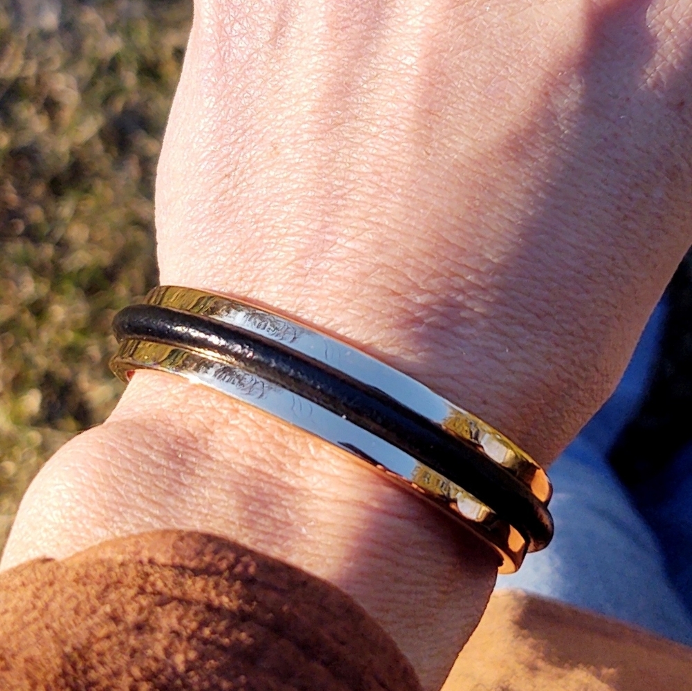 All Saints Gold & Leather Open Cuff Bracelet- NWT
